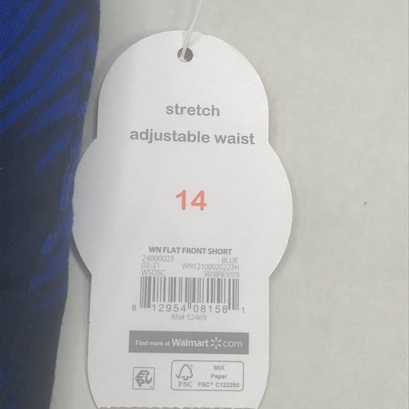 Wonder Nation Boy's Size 14 Adjustable Waist Flat Front Short Blue Palm Leaf New - Picture 4 of 13